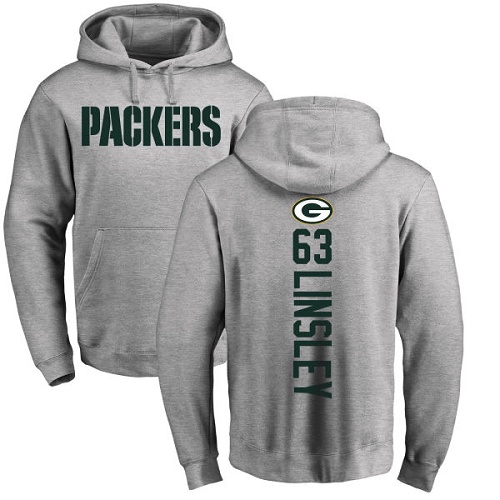 Men Green Bay Packers Ash #63 Linsley Corey Backer Nike NFL Pullover Hoodie Sweatshirts->nfl t-shirts->Sports Accessory